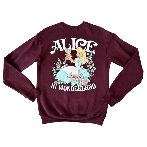 Disney Alice In Wonderland Sweatshirt XS Two Sided Graphic Cartoon Y2K Kawaii - Picture 4 of 5